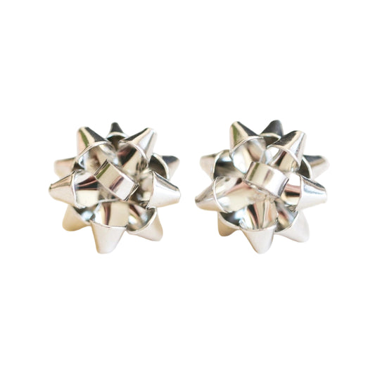Holiday Bow Earrings- Silver