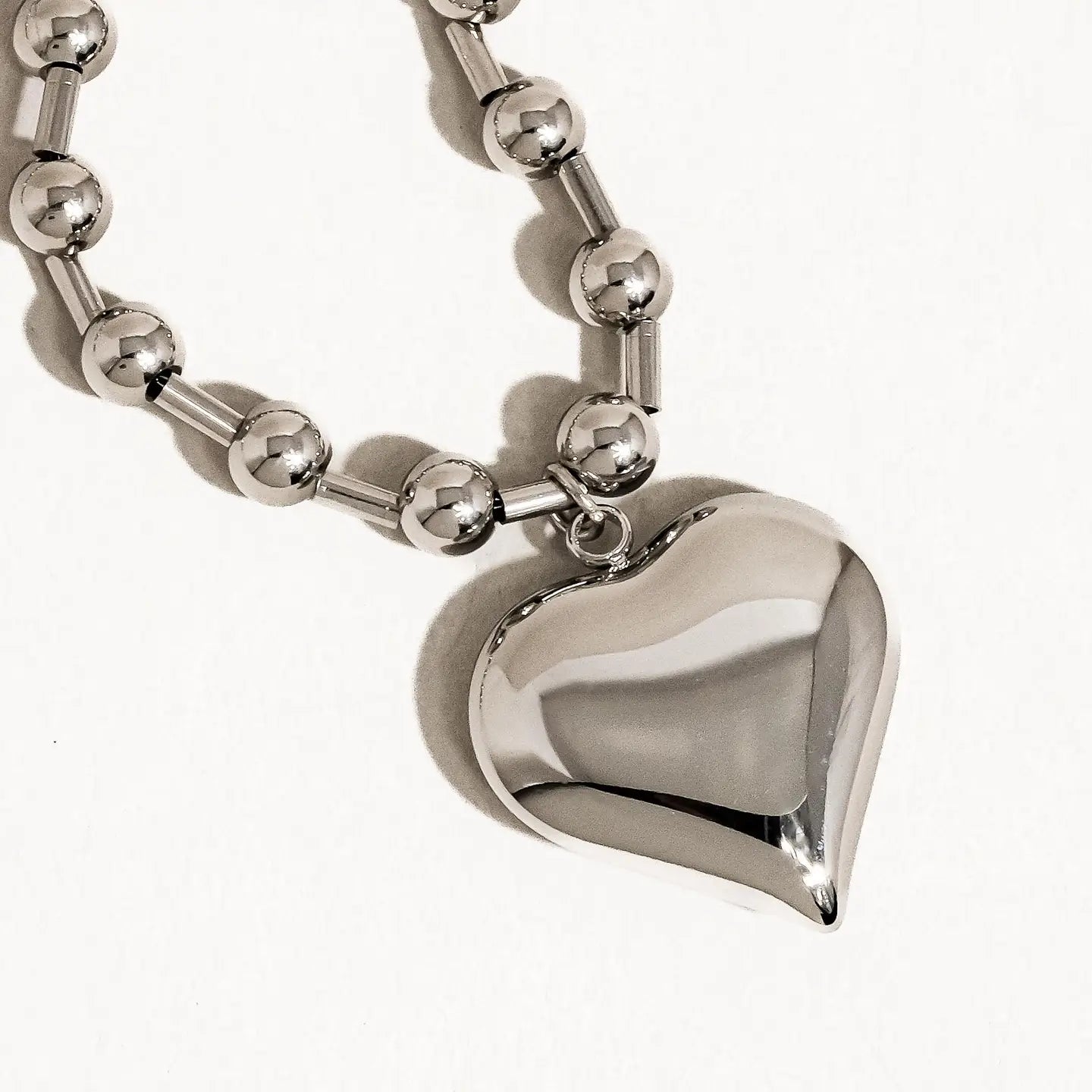 Paris Silver Heart Chain Necklace