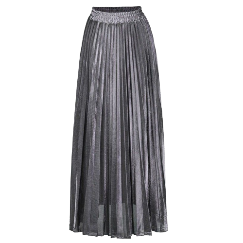 Metallic Pleated Maxi Skirt