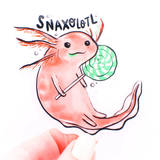 Axolotl Snacks Vinyl Sticker