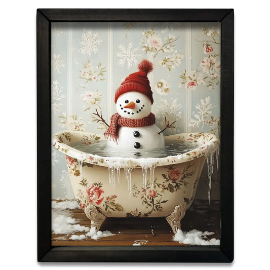 12x16 Snowman in Bath Framed Print