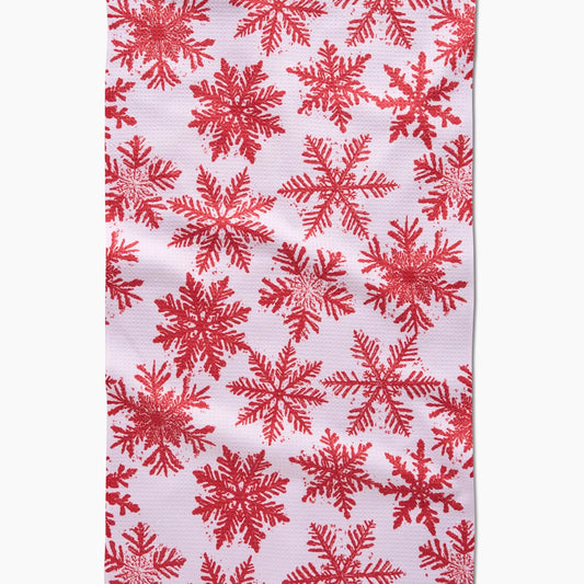 Geometry Tea Towel- Snowy Days Red