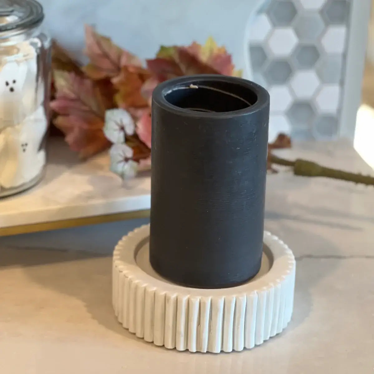 Spiral Candle- Suede and Cedar Large