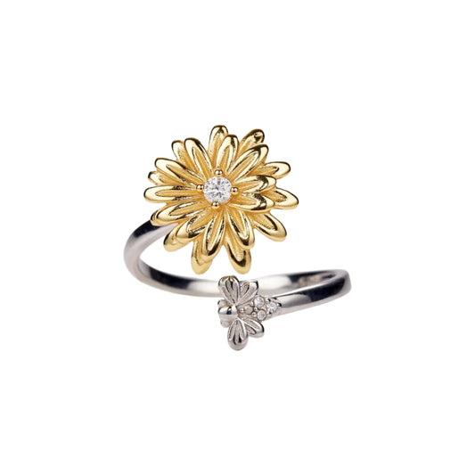 Sunflower Bee Fidget Spinner Ring