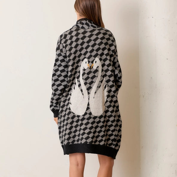 Checkered Swan Sweater