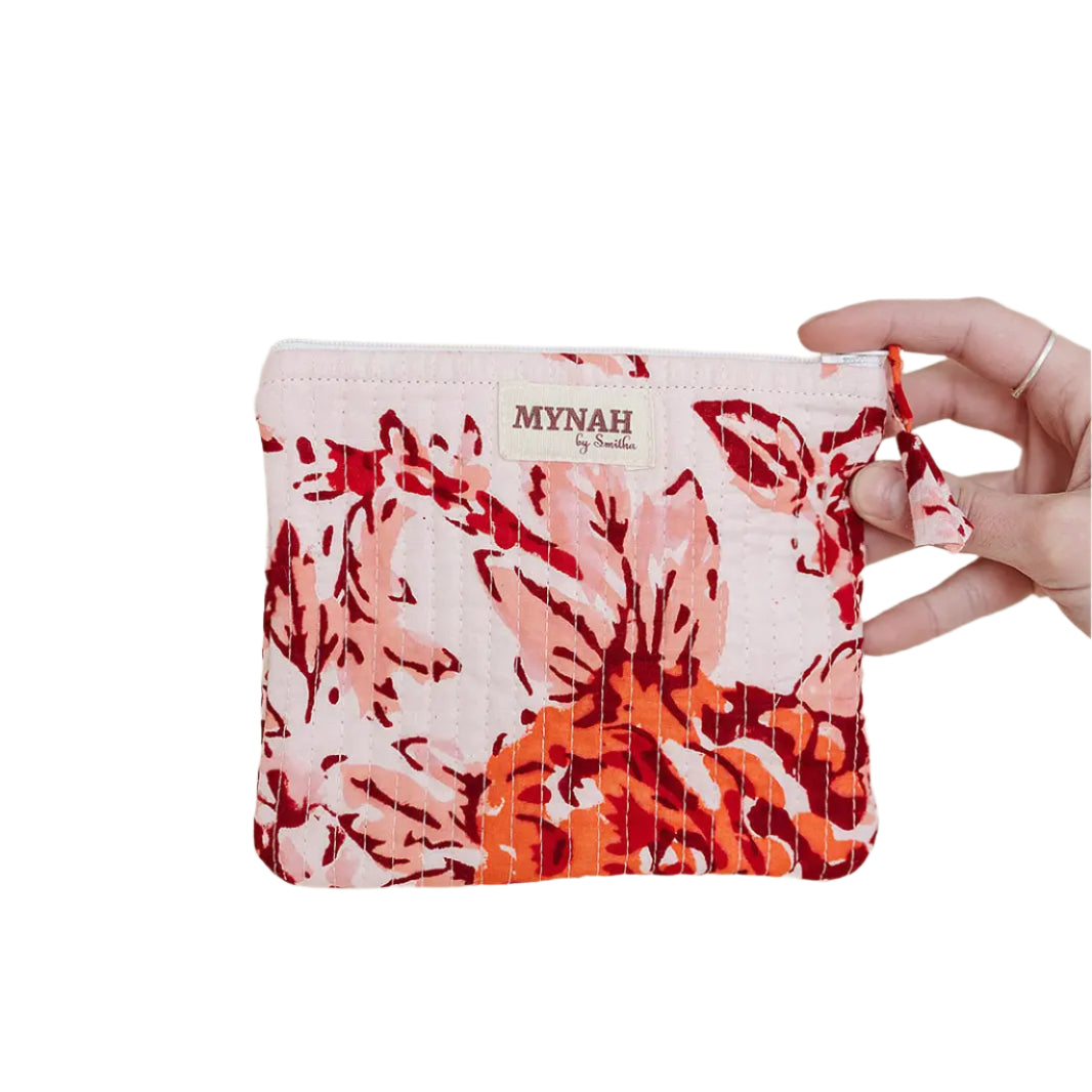 Terracotta Flora Quilted Coin Pouch