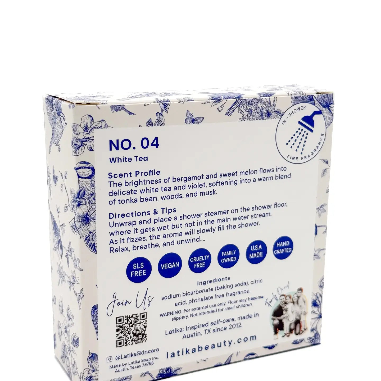 Chinoiserie White Tea Shower Steamers