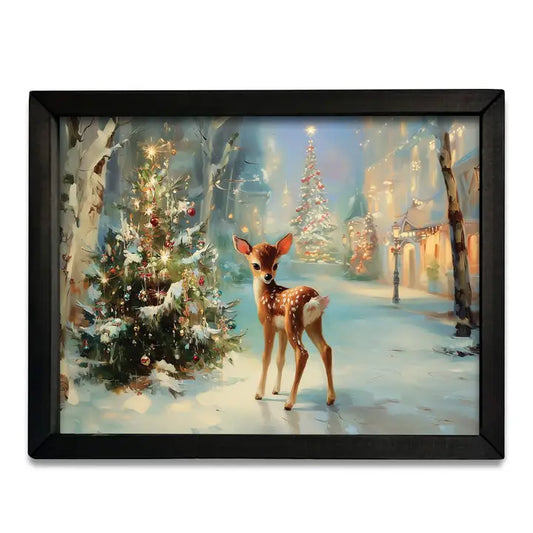 18x24 Winter Wonderland Fawn Box Framed Art
