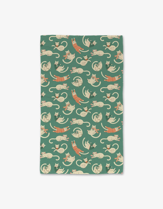 Geometry Luxe Hand Towel- Christmas Cats