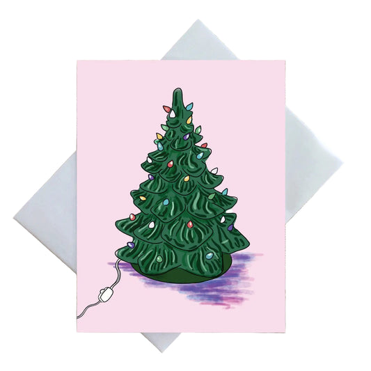 Retro Glass Xmas Tree Card